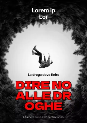 Un semplice annuncio di campagna antidroga in bianco, nero e rosso