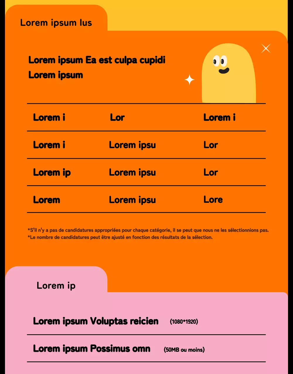 Concours de contenu court et mignon avec des formes et des illustrations colorées