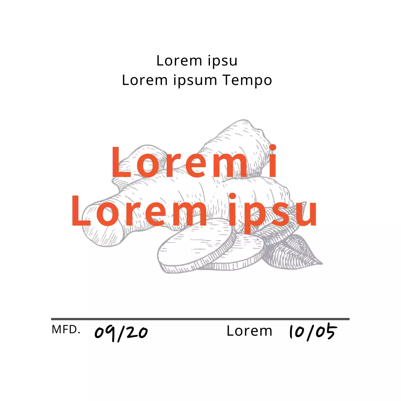 Etichetta ordinata per il tè allo zenzero del caffè con illustrazione rosa