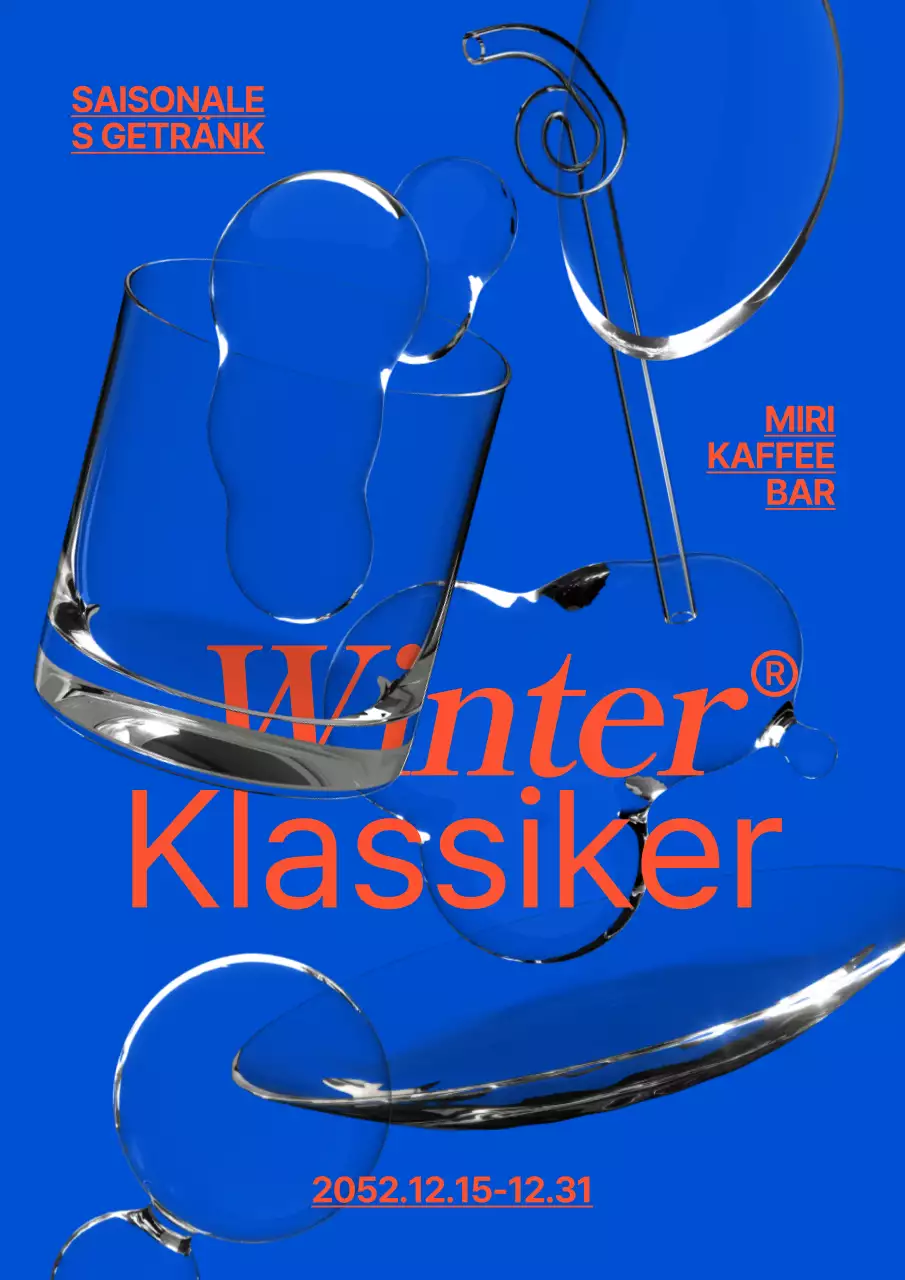 Menü der Café-Bar in Blau und Rot