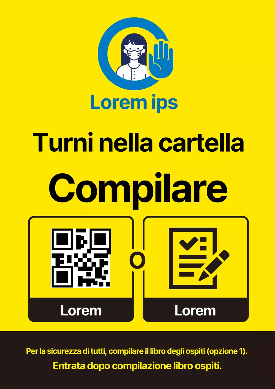 Etichette illustrate blu per la registrazione del coronavirus