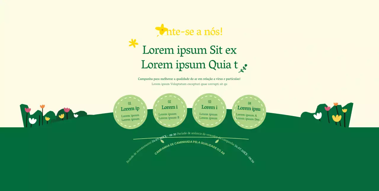 Sobre a campanha verde e amarela de estilo limpo para ir a pé para o trabalho