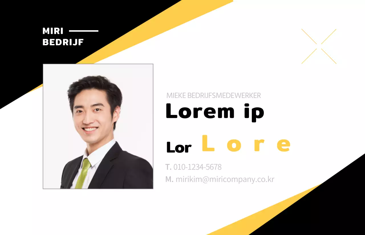 Een kaart met een geel diagonaal ontwerp