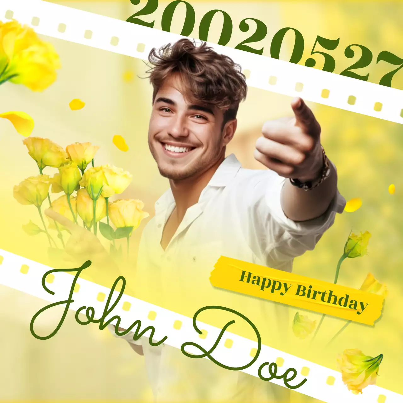 Yellow Modern Birthday Invitation Instagram Post