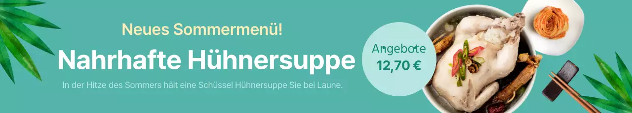 Werbung für ein neues Menü mit grünem Hintergrund
