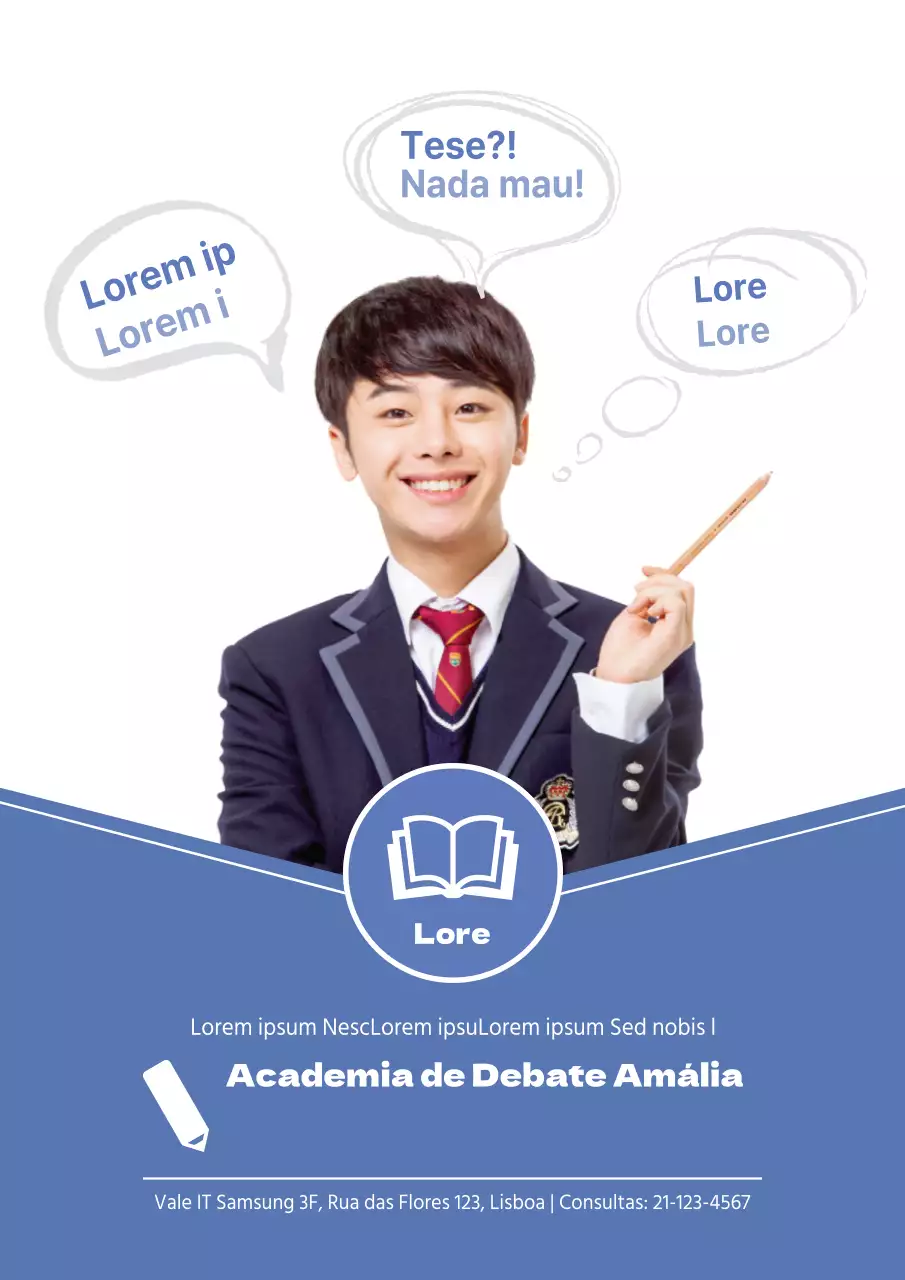Cartaz promocional escolar de matemática simples em azul