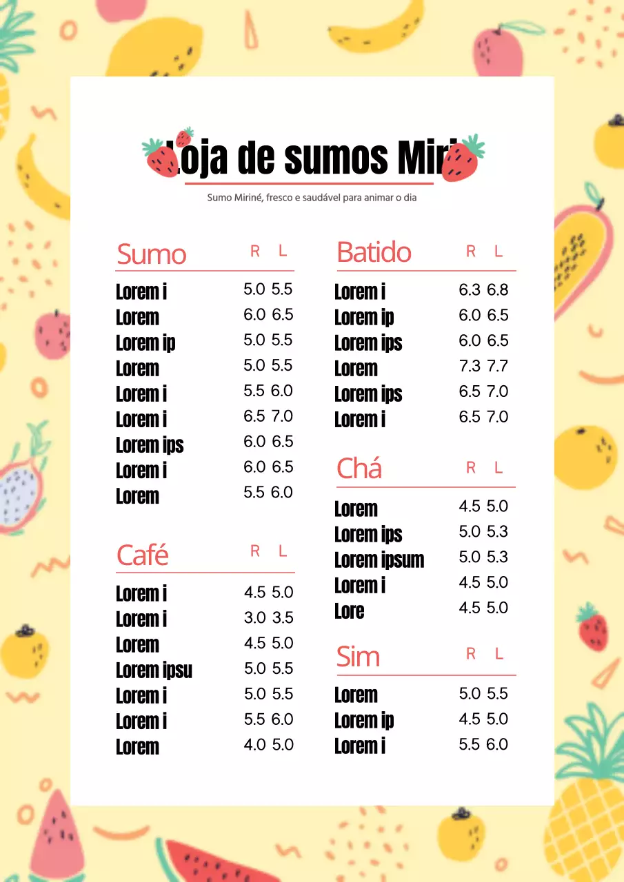 Crie um menu de bebidas giro com ilustrações adoráveis