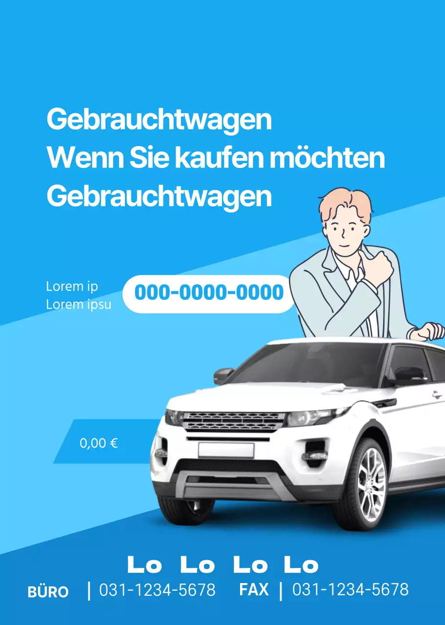 Blaues sauberes Foto zur Förderung des Gebrauchtwagenverkaufs