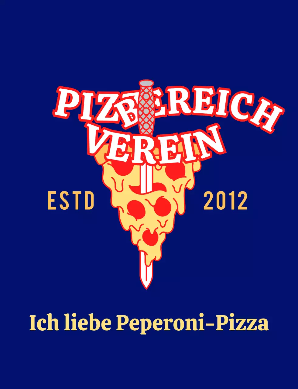 Ein hipper Pizzeria-Mitarbeiter in Rot und Gelb