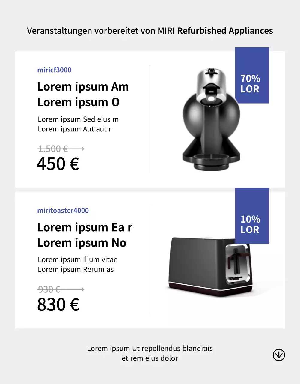 Grey and blue appliance refurbishment sale Detailseite