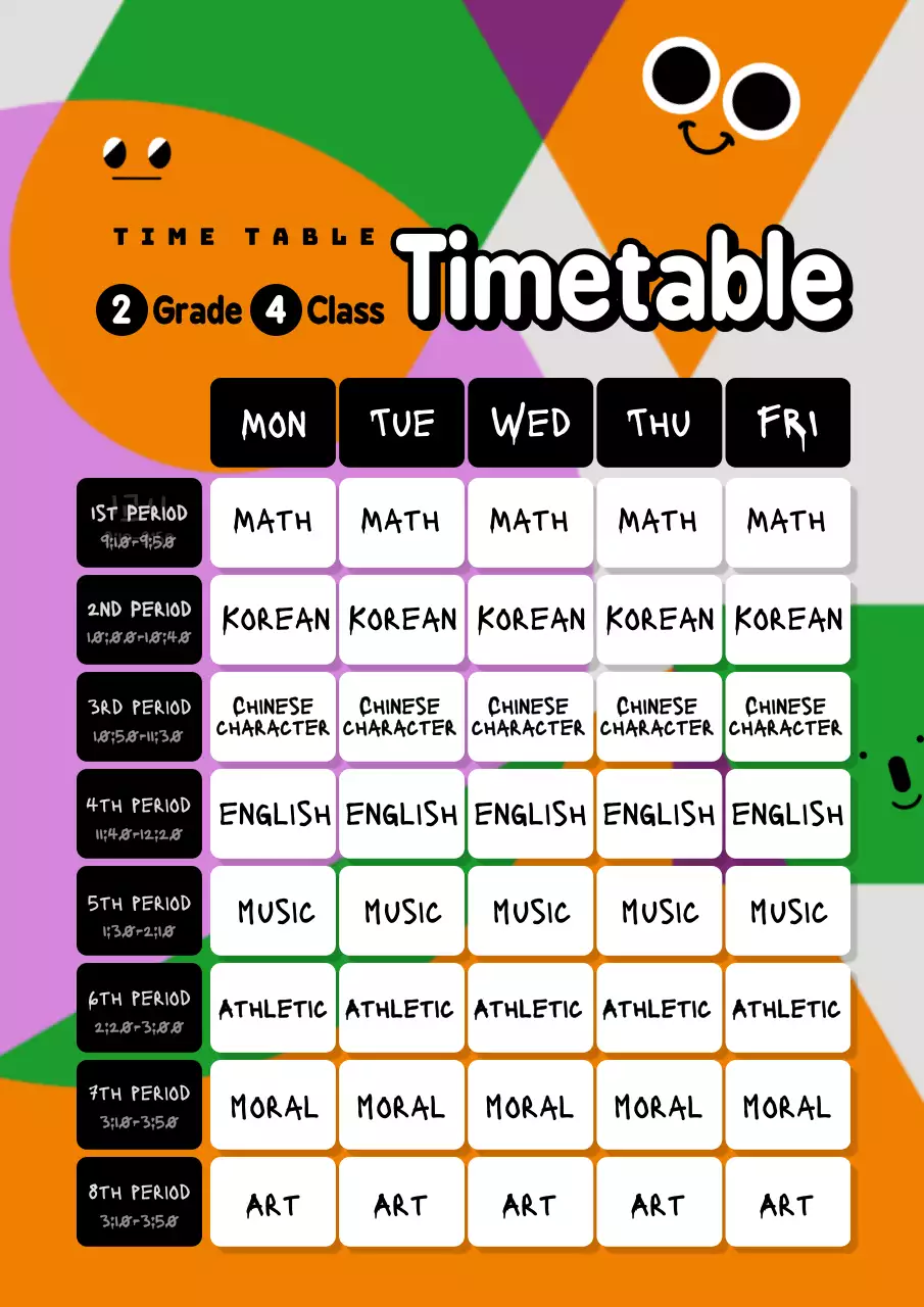 Orange Trendy School Schedule Poster