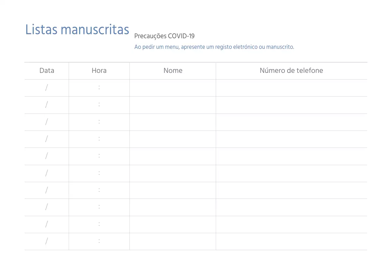 Lista manuscrita do Corona
