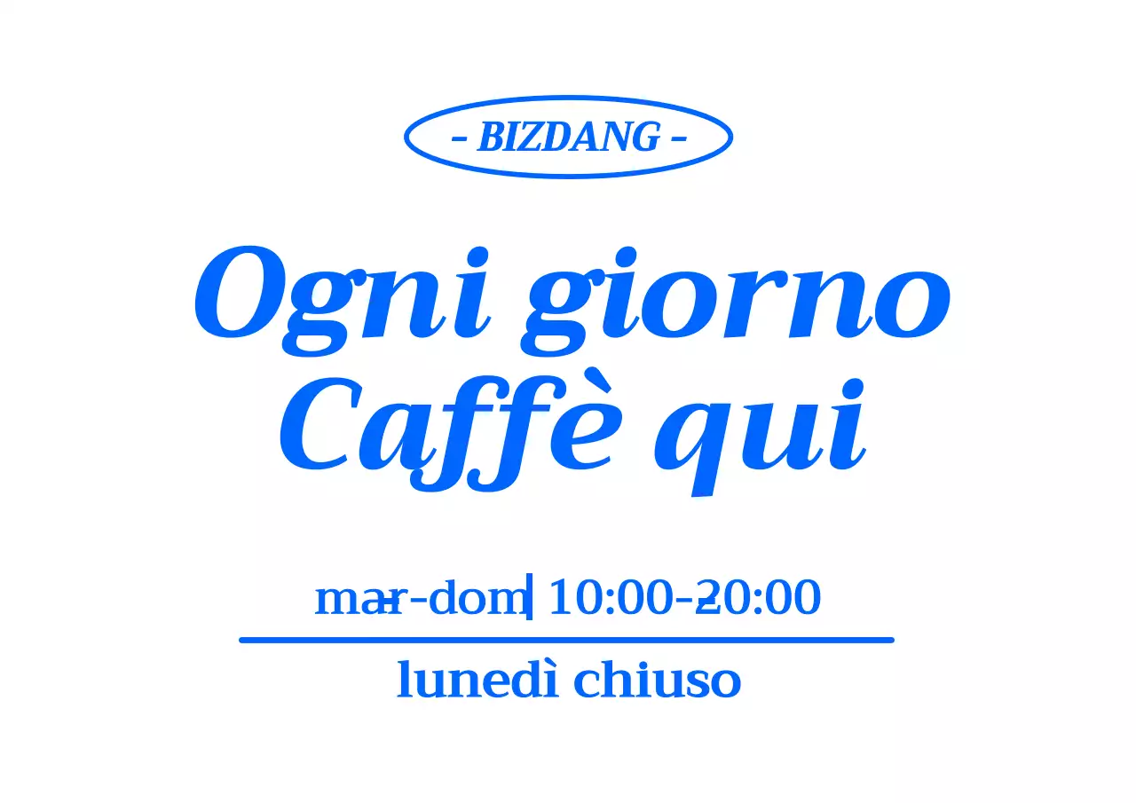 Promuovere un caffè con un menù di bevande pulito e blu
