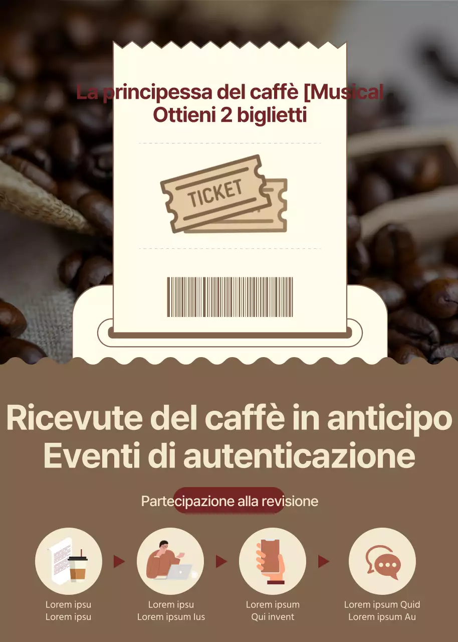 Popup dell'evento di verifica della ricevuta del caffè di colore marrone