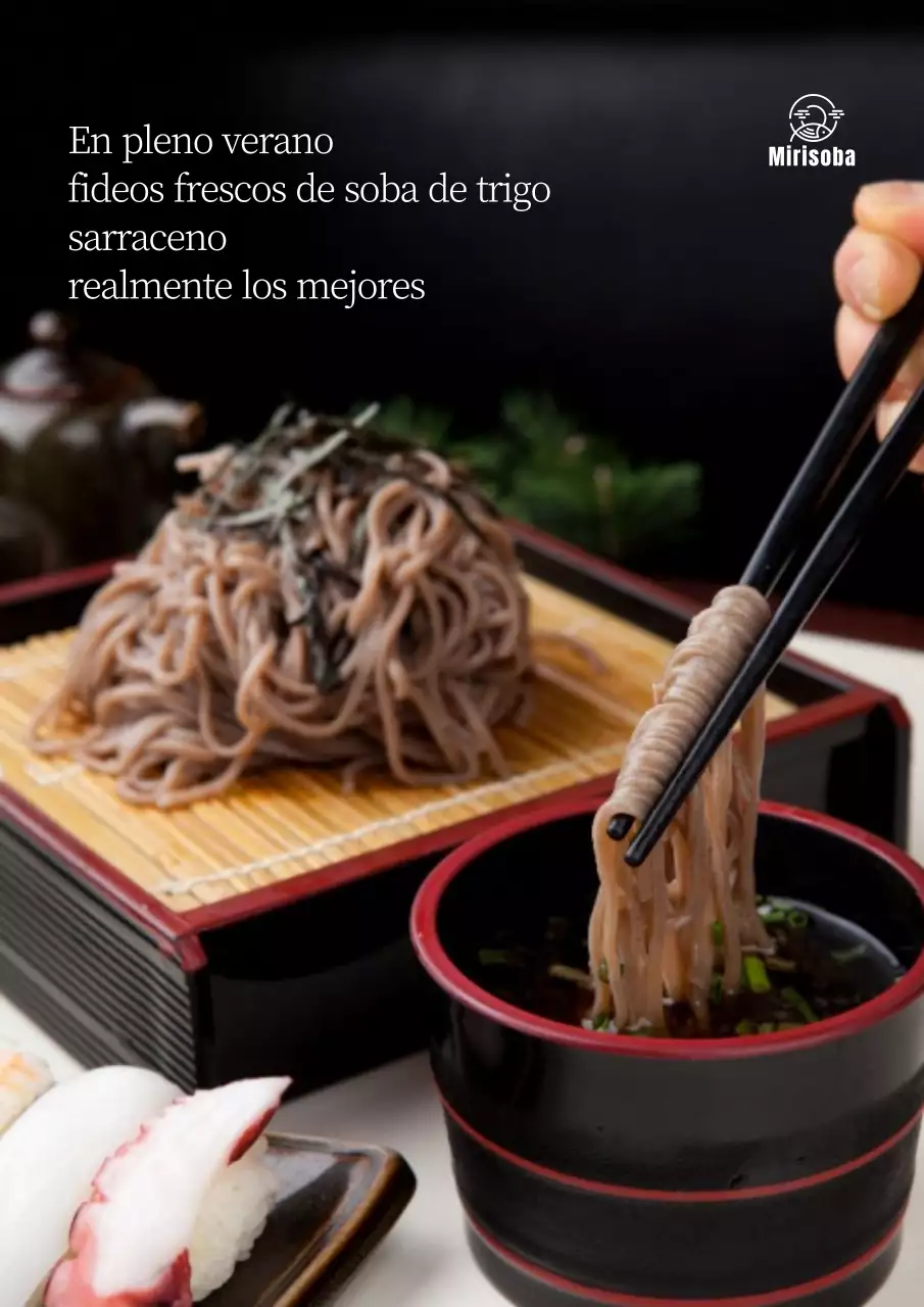 Promocionar los fideos soba en imágenes de alimentos