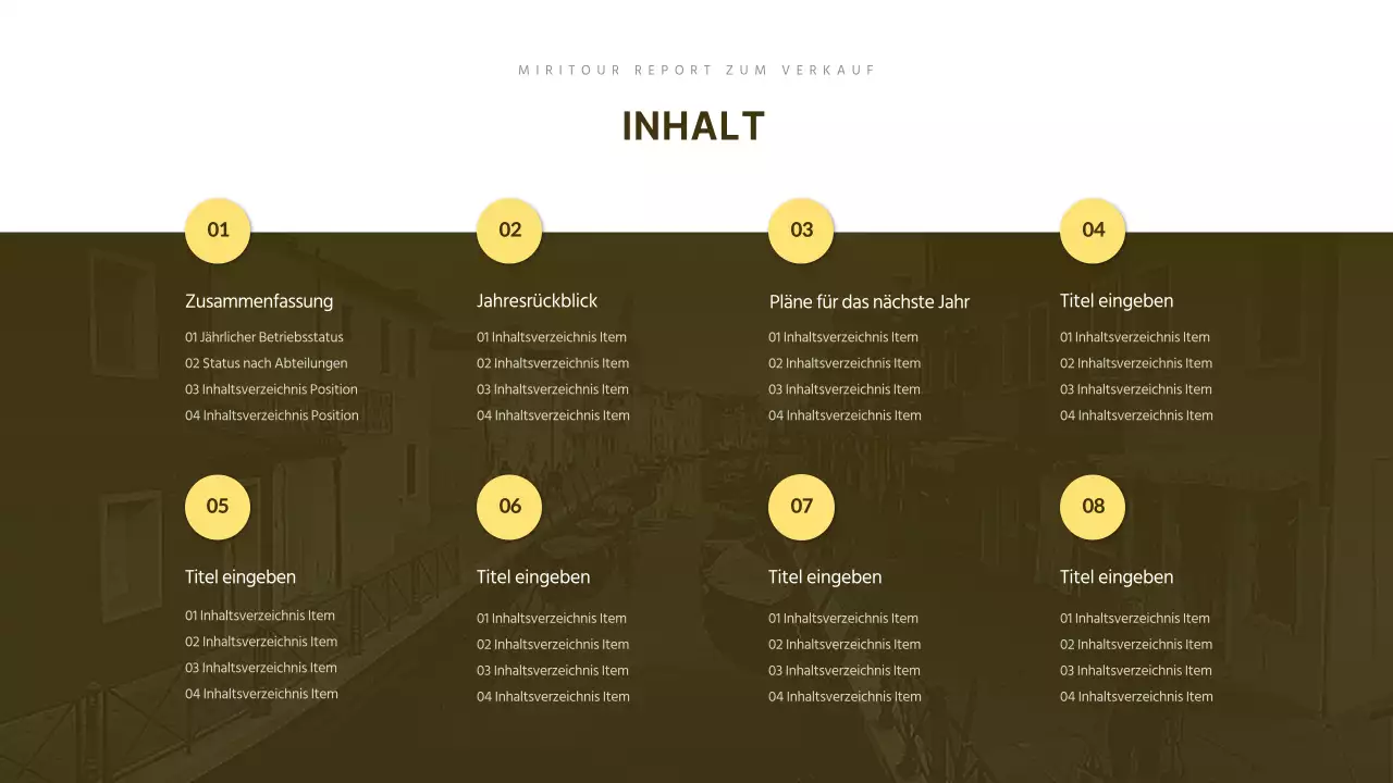 Präsentation der Umsatzberichte für Reisebüros mit gelbem Konzept