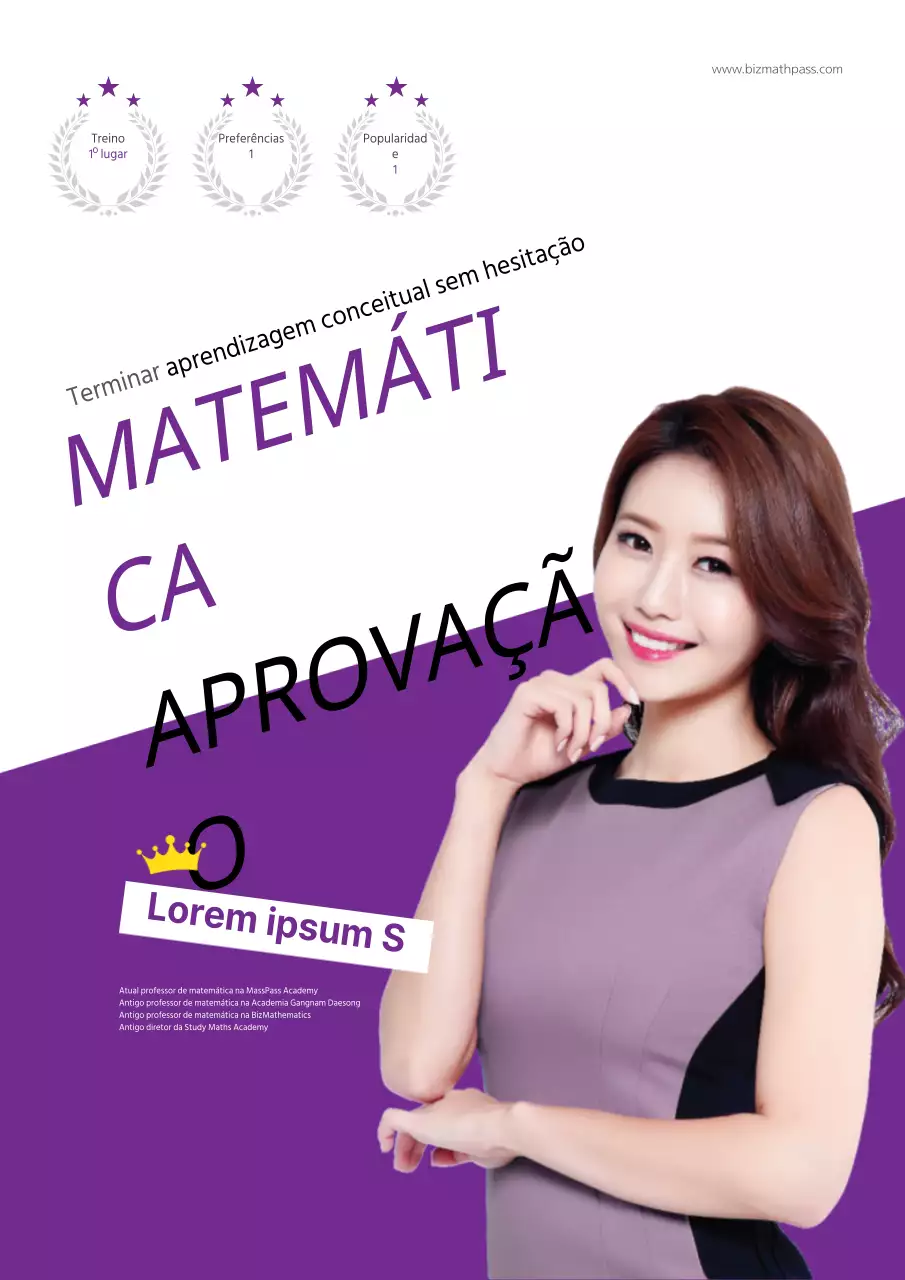 Cartaz promocional de um professor de matemática simples em roxo