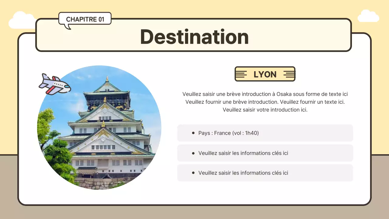 Concept de bagage mignon, itinéraire de voyage en jaune et beige