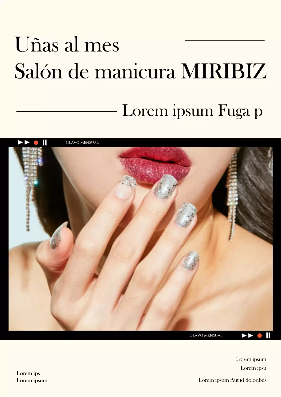 Sencillo cartel promocional de la uña del mes con fondo amarillo claro