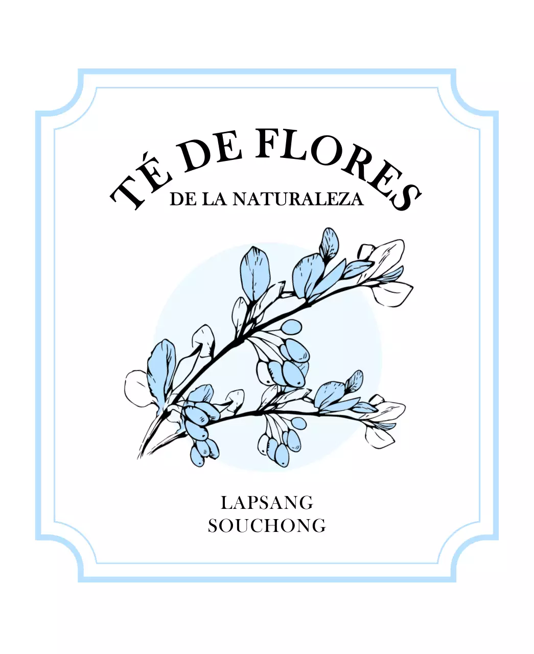 Lujosas bolsitas de té con ilustraciones de plantas y bayas en rosa pastel y azul claro