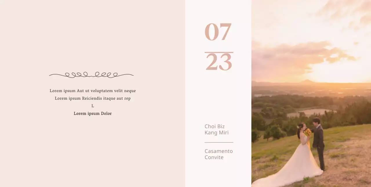 Convite de casamento elegante e com classe em cor-de-rosa claro