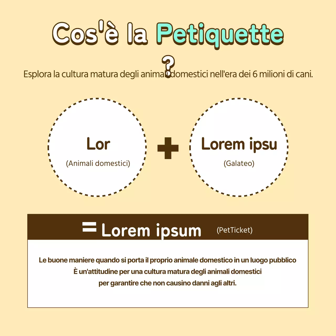 Biglietto informativo per animali domestici in giallo e bronzo