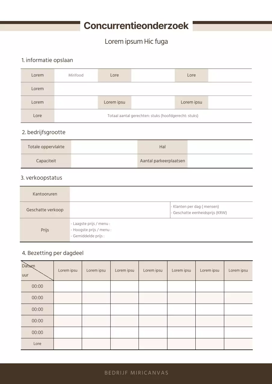 Documentatiesjabloon voor concurrentieonderzoek