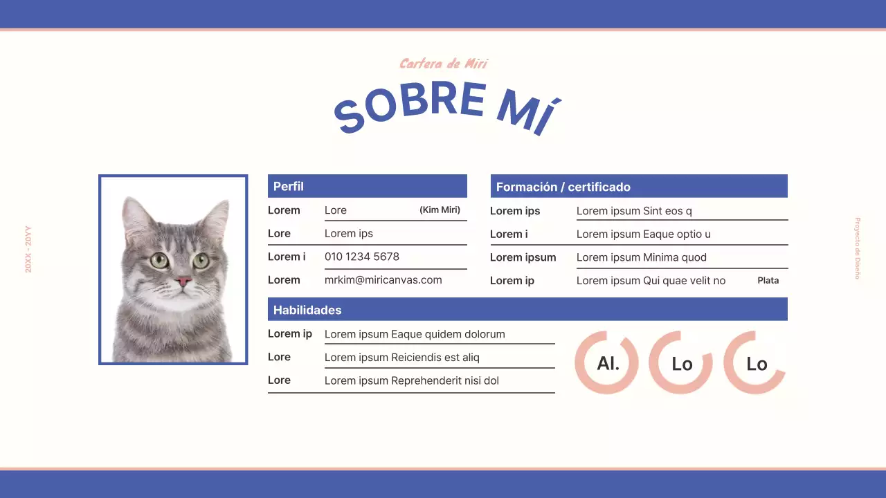 Portafolio de diseño para un concepto retro vintage en azul marino y amarillo