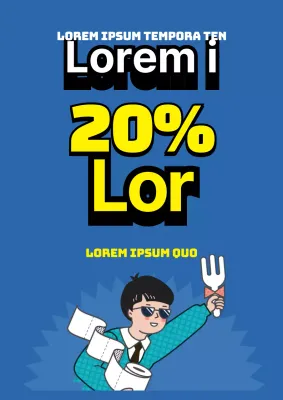 Eenvoudige blauwe en gele flyer ter promotie van een studentenuitverkoop