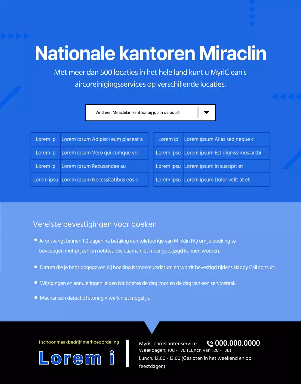 Een eenvoudige blauw met gele advertentie voor het reinigen van airconditioners