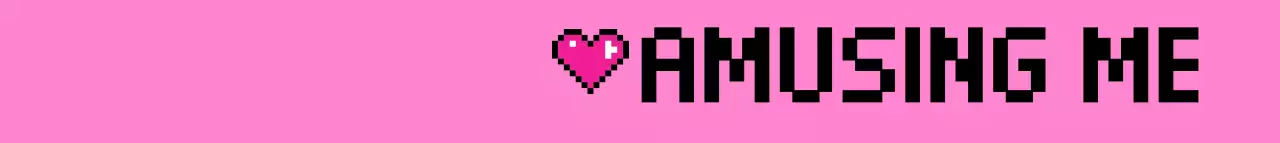 Konsep piksel dengan logo bahasa Inggris dalam warna merah muda dan hitam