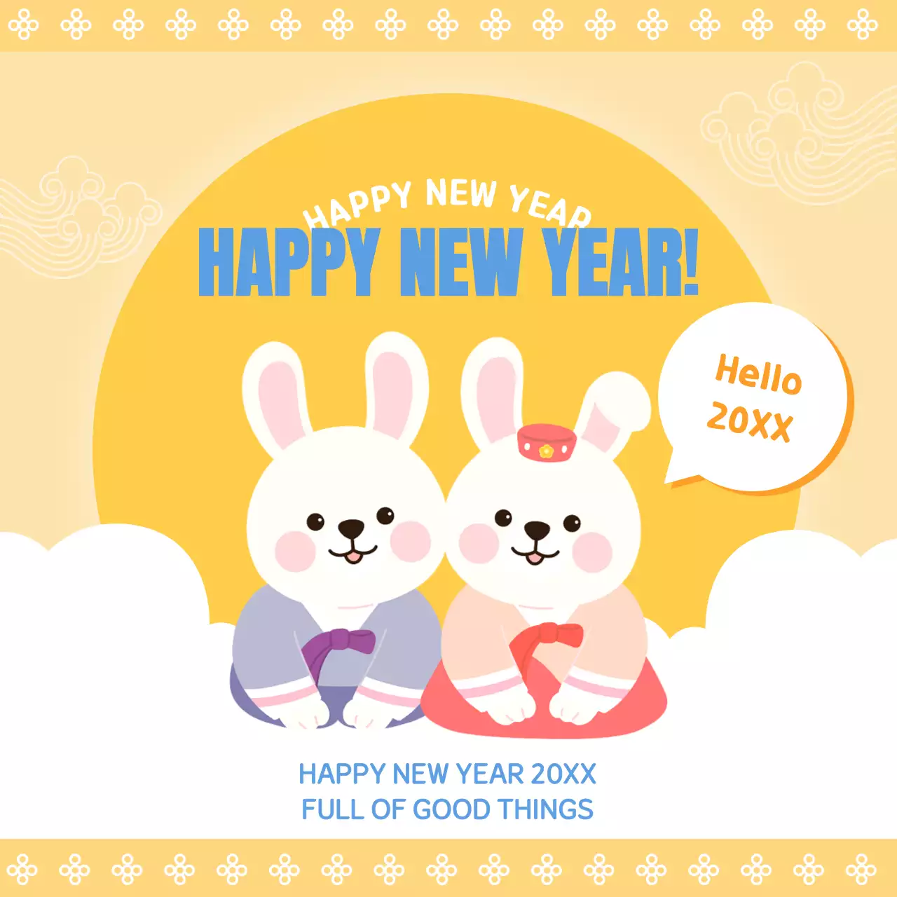 Yellow Traditional New Year Greeting Instagram Post