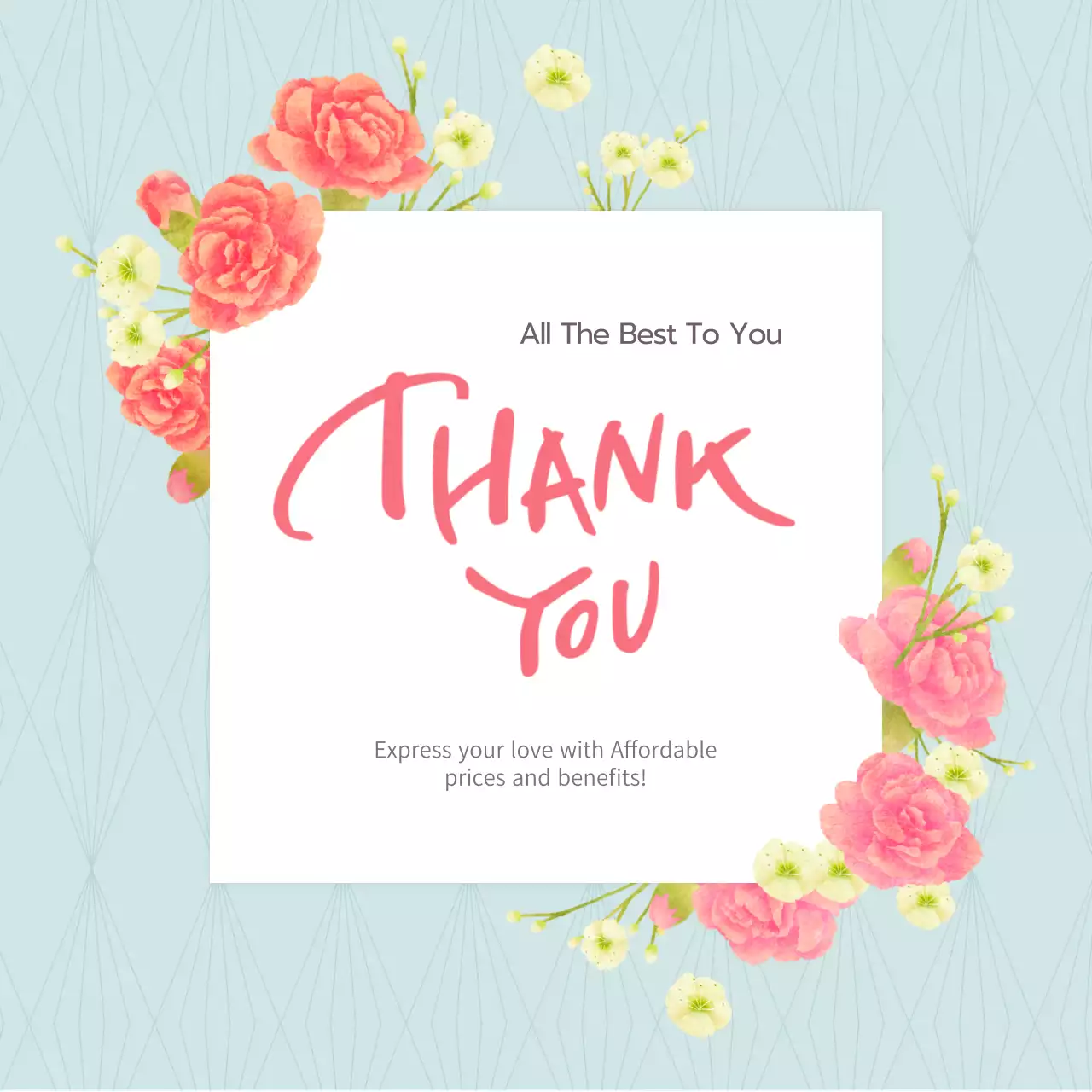 Pink Floral Thank You Card Instagram Post
