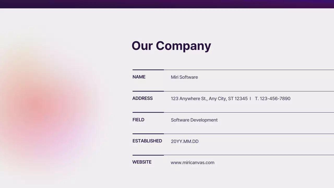 Gradient purple and orange company profile