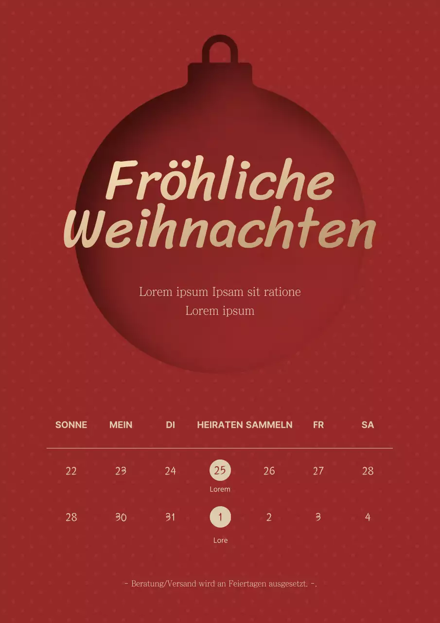 Elegant und einfach Urlaub Kalender mit Ornament Illustration eines Baumes in rot