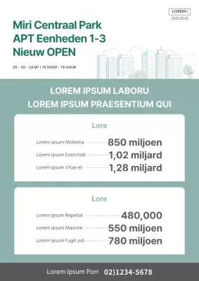 Mint-gekleurd onroerend goed appartement te koop advertentie documenten