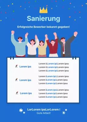 Blaue Illustration Bekanntgabe der erfolgreichen Bewerber Event Popup