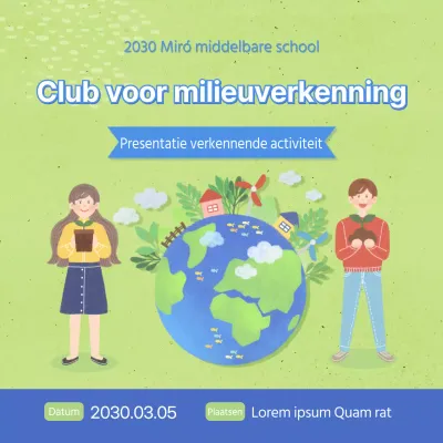 Presentatie van het groen-blauw-warmconcept van de milieuclub