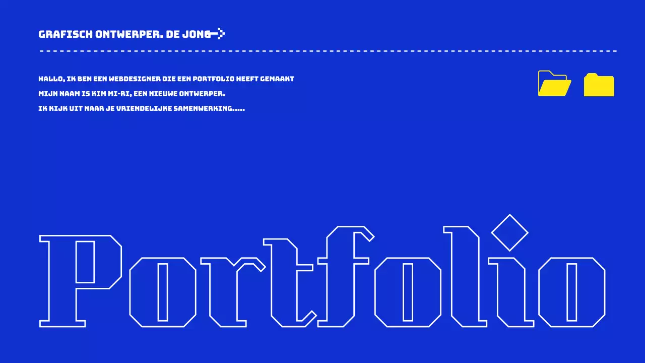 Portfolio presentatie in blauw en geel
