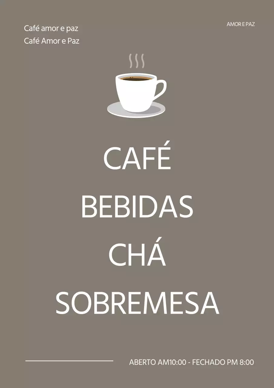 Promova o seu menu de bebidas com cores calmas e destaque para o nome
