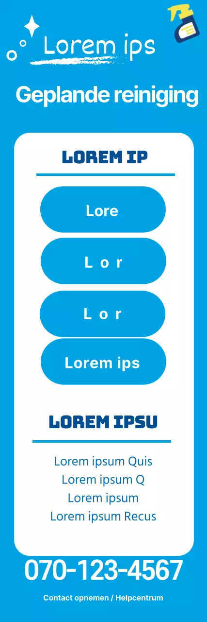 Blauwe illustratie ter promotie van een nette schoonmaakdienst