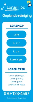 Blauwe illustratie ter promotie van een nette schoonmaakdienst