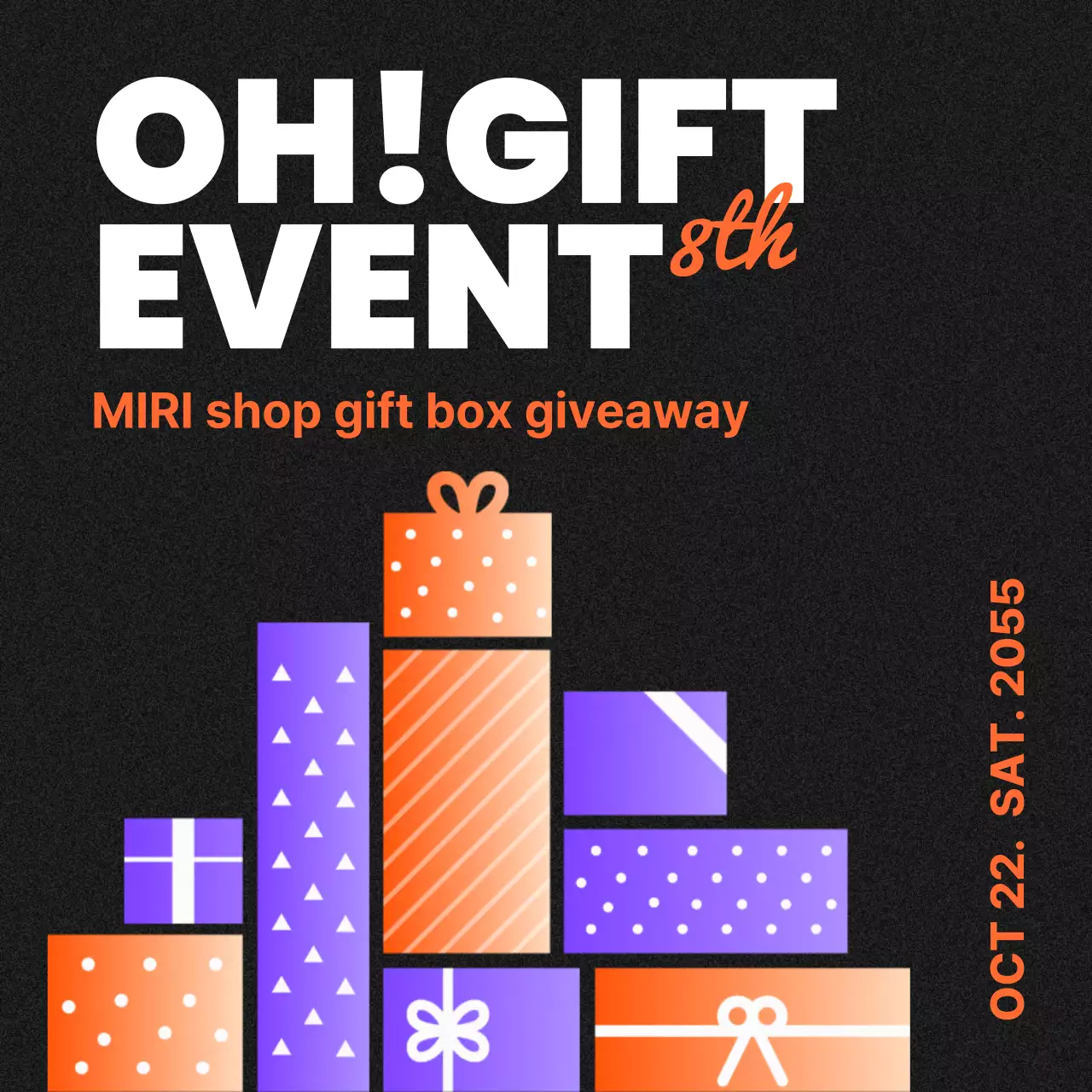 오렌지 트렌디 기프트 이벤트 프로모션 소셜 미디어 게시물