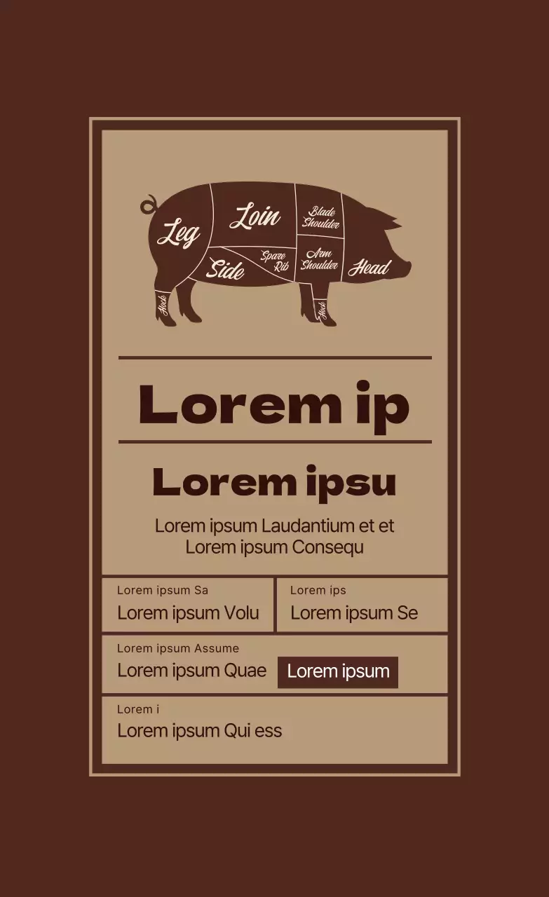 Étiquettes alimentaires illustrées en brun beige pour les steaks