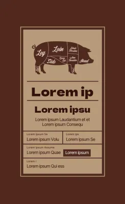 Étiquettes alimentaires illustrées en brun beige pour les steaks