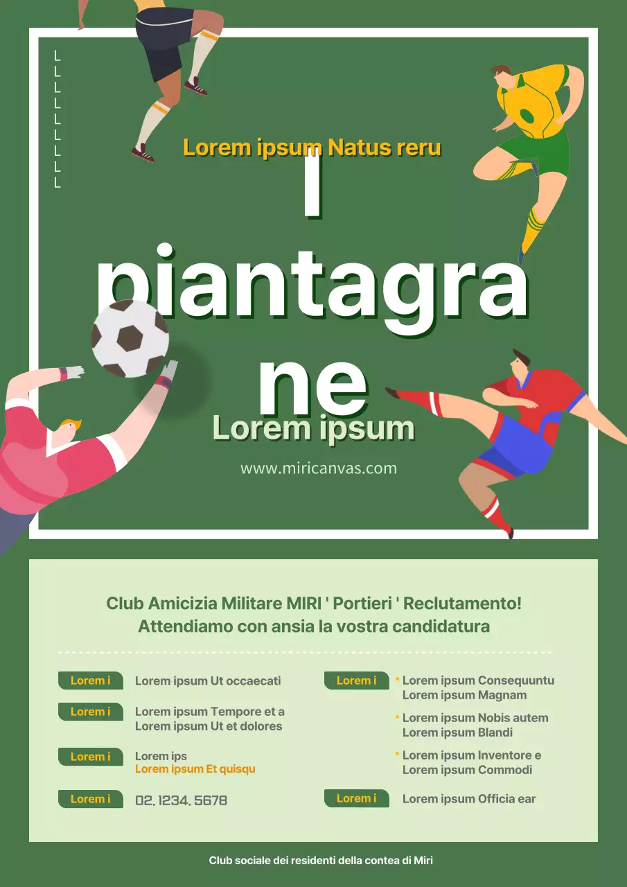 Webposter di reclutamento per società di calcio in verde