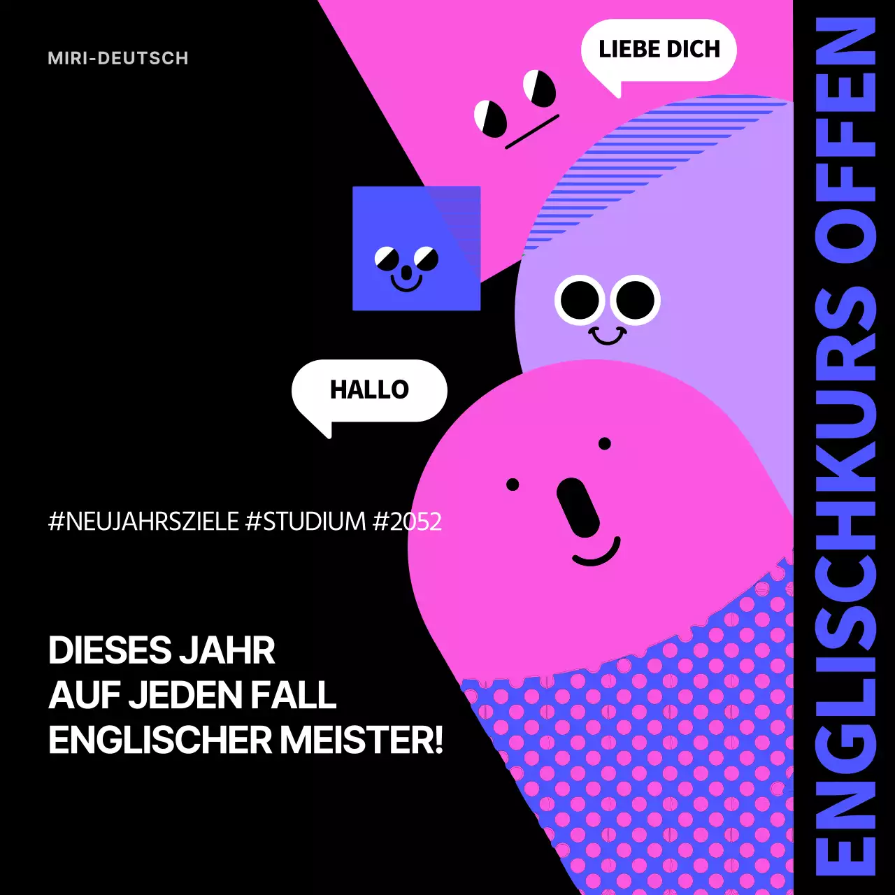 Englischer Masterstudiengang in Schwarz und Lila