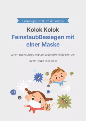 Flyer für die PM2.5-Präventionskampagne in grau und blau