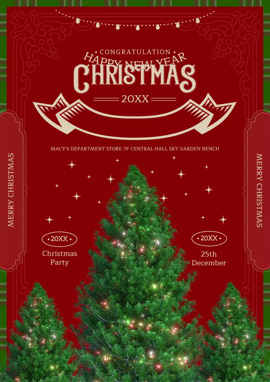 Red Traditional Christmas Announcement Poster