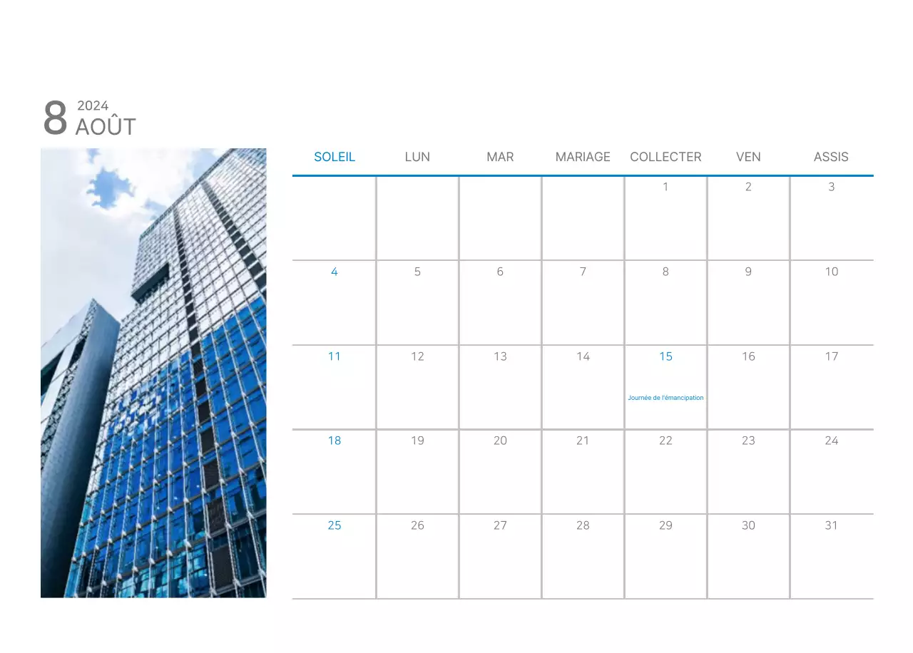Calendrier de bureau blanc et simple